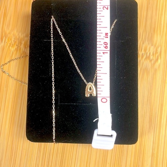 Brand New 14K Gold Plated Sterling Silver Bubble Letter Balloon “A” Necklace - Picture 10 of 15